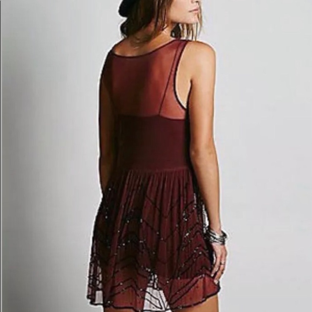 Free People Mess Beaded Sheer Slip Rose​​​​​​​​​​ - Picture 4 of 8